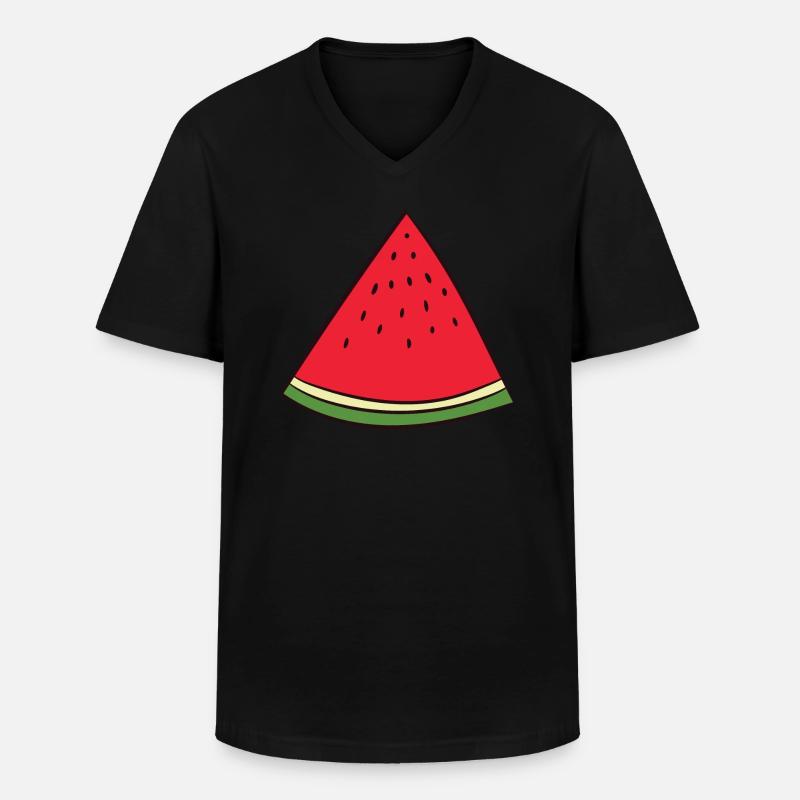 Pastèque - disque, pièce, quart, triangle - T-shirt col V Homme - noir
