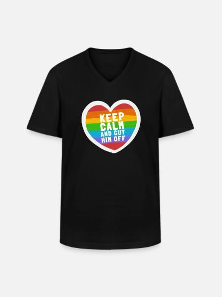 Restez calme et coupez-le - T-shirt col V Homme - noir