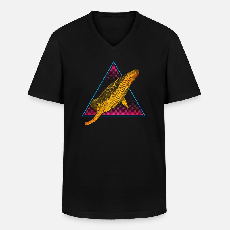 Buckelwal - Männer-T-Shirt mit V-Ausschnitt - Schwarz