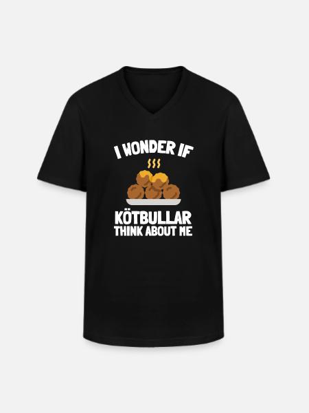 Sverige Svenske Frikadeller Mer Kötbullar - Klassisk herre T-shirt med V-udskæring - sort