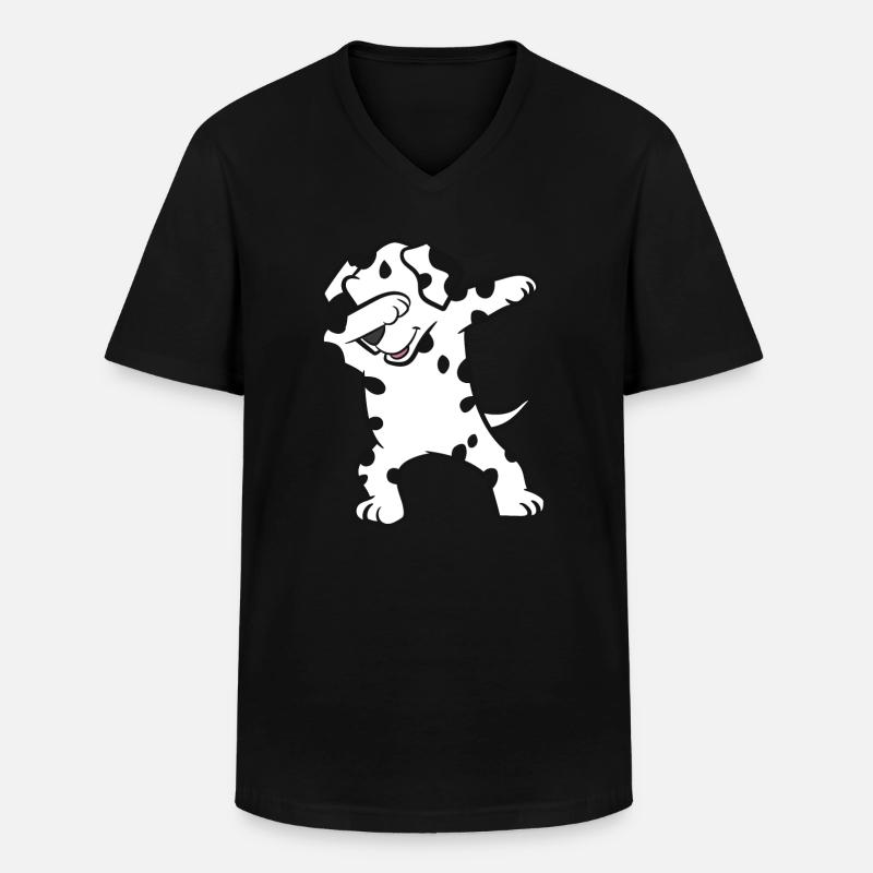 Dalmatiner - Dab, dabbing, dabben, tanzen - Männer-T-Shirt mit V-Ausschnitt - Schwarz