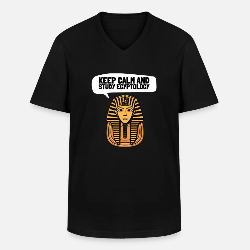 Hiéroglyphes égyptologue, Égypte ancienne - T-shirt col V Homme - noir
