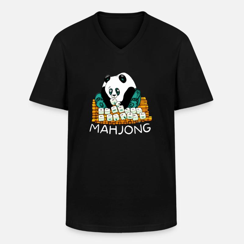 Cats Playing Mahjong - Männer-T-Shirt mit V-Ausschnitt - Schwarz