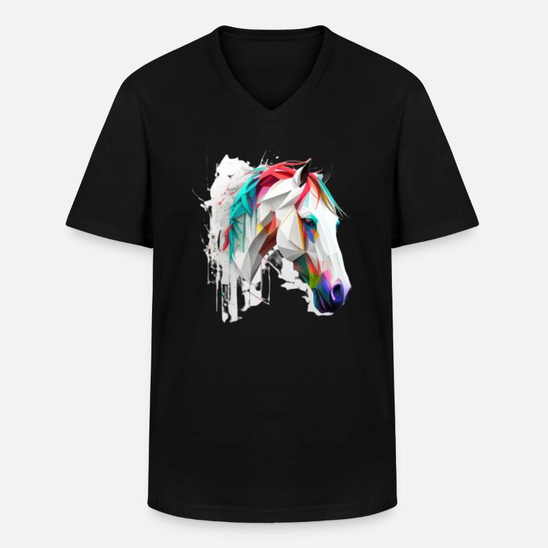 Arte della testa di cavallo - Maglietta da uomo classica con scollo a V - nero