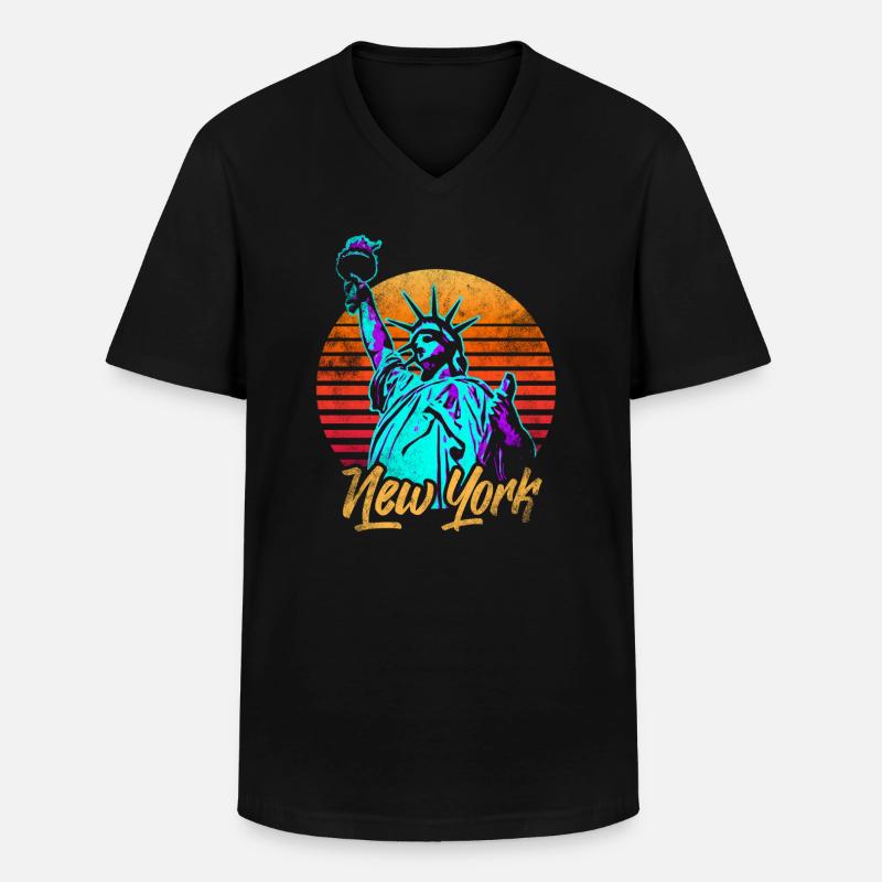 New York Freiheitsstatue - Männer-T-Shirt mit V-Ausschnitt - Schwarz
