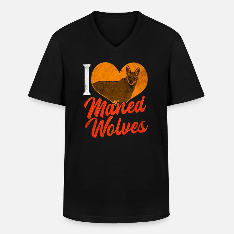 Mähnenwolf - Männer-T-Shirt mit V-Ausschnitt - Schwarz