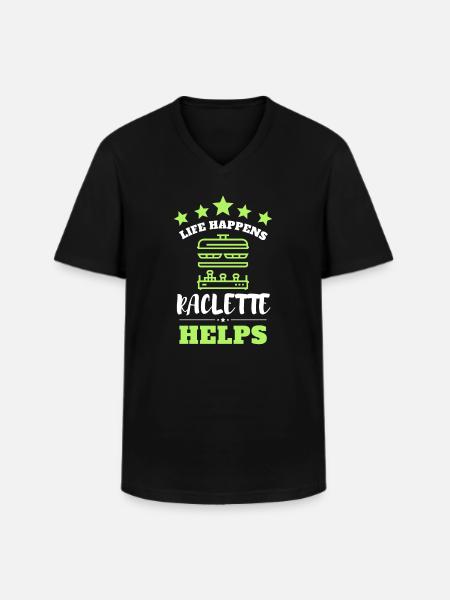 Swiss Cheese Fondue Raclette - Men's V-Neck T-Shirt - black