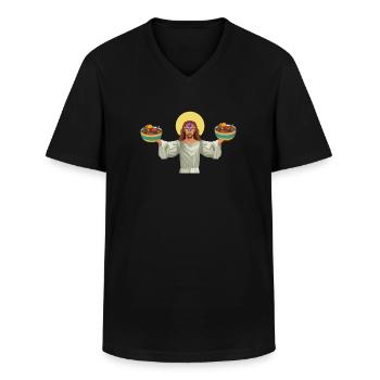 Brésil Ragoût de haricots de porc brésilien Feijoada - T-shirt col V Homme - noir - Devant - AI Model Male 178 dark (178cm)