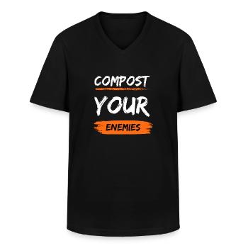 Compost Your Enemies - Men's V-Neck T-Shirt - black - Front - AI Model Male 178 dark (178cm)
