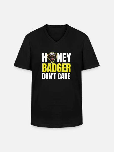 Honey Badger s’en fiche - T-shirt col V Homme - noir