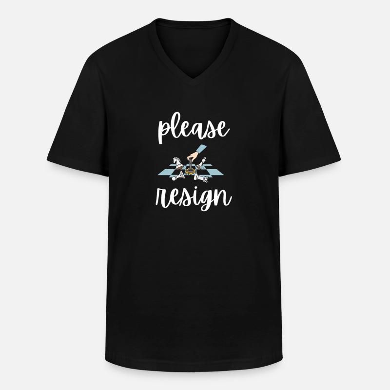 Chess Please Resign - Männer-T-Shirt mit V-Ausschnitt - Schwarz