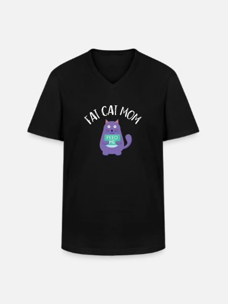 Fat Cat Obesity - Men's V-Neck T-Shirt - black