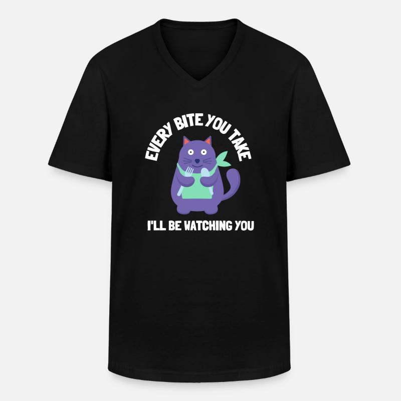 Fat Cat Obesity - Männer-T-Shirt mit V-Ausschnitt - Schwarz