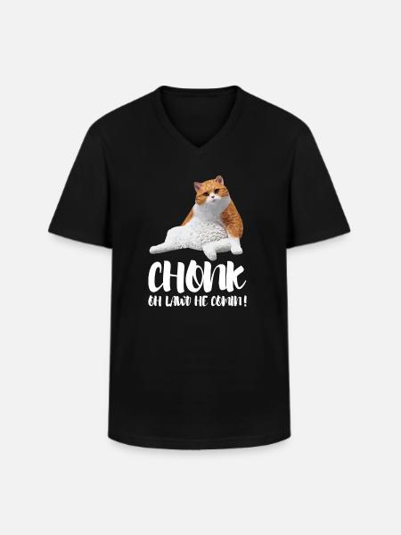 Fat Cat Obesity - Men's V-Neck T-Shirt - black
