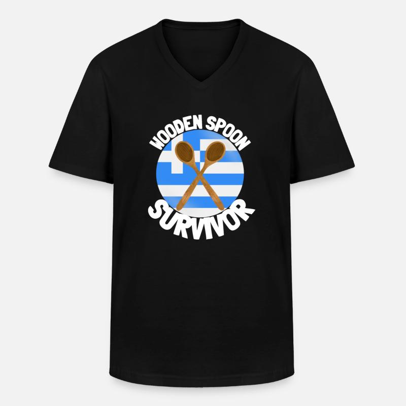 I Survived The Wooden Spoon - Parenting - Männer-T-Shirt mit V-Ausschnitt - Schwarz