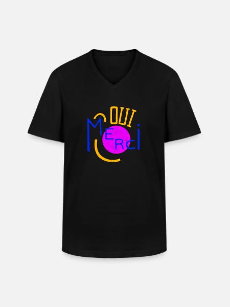 Oui Oui Merci - Männer-T-Shirt mit V-Ausschnitt - Schwarz