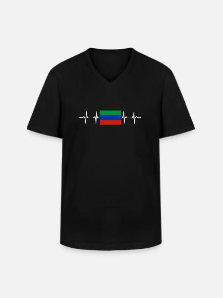 Russian Flag - Dagestan - Men's V-Neck T-Shirt - black