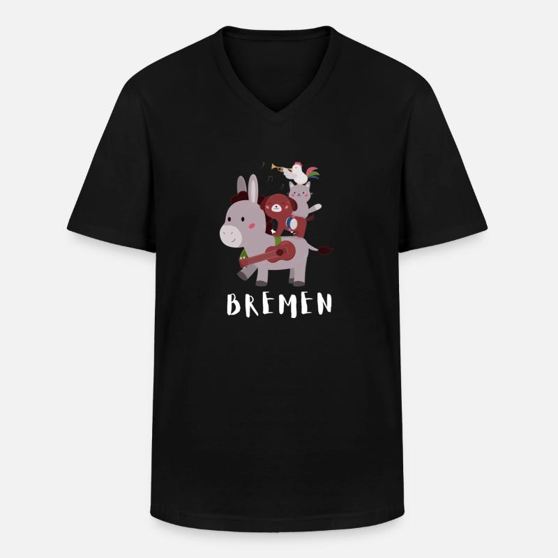 Bremen Town Musicians - Männer-T-Shirt mit V-Ausschnitt - Schwarz