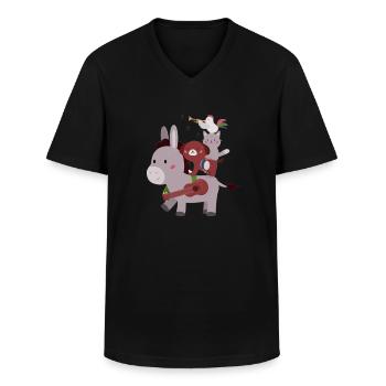 Bremen Town Musicians - Männer-T-Shirt mit V-Ausschnitt - Schwarz - Vorne - AI Model Male 178 dark (178cm)