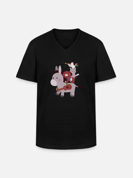 Bremen Town Musicians - Men's V-Neck T-Shirt - black