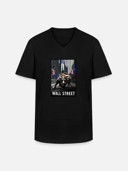 NY Stock Exchange Bull - Men's V-Neck T-Shirt - black