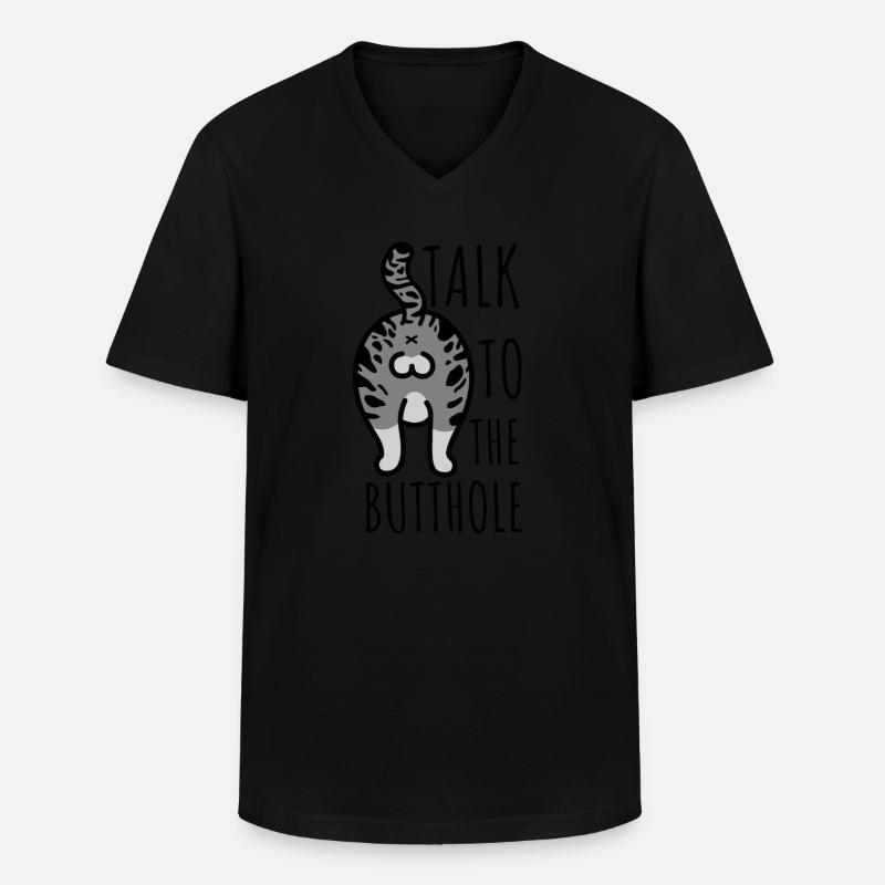 Cat Butthole - Männer-T-Shirt mit V-Ausschnitt - Schwarz