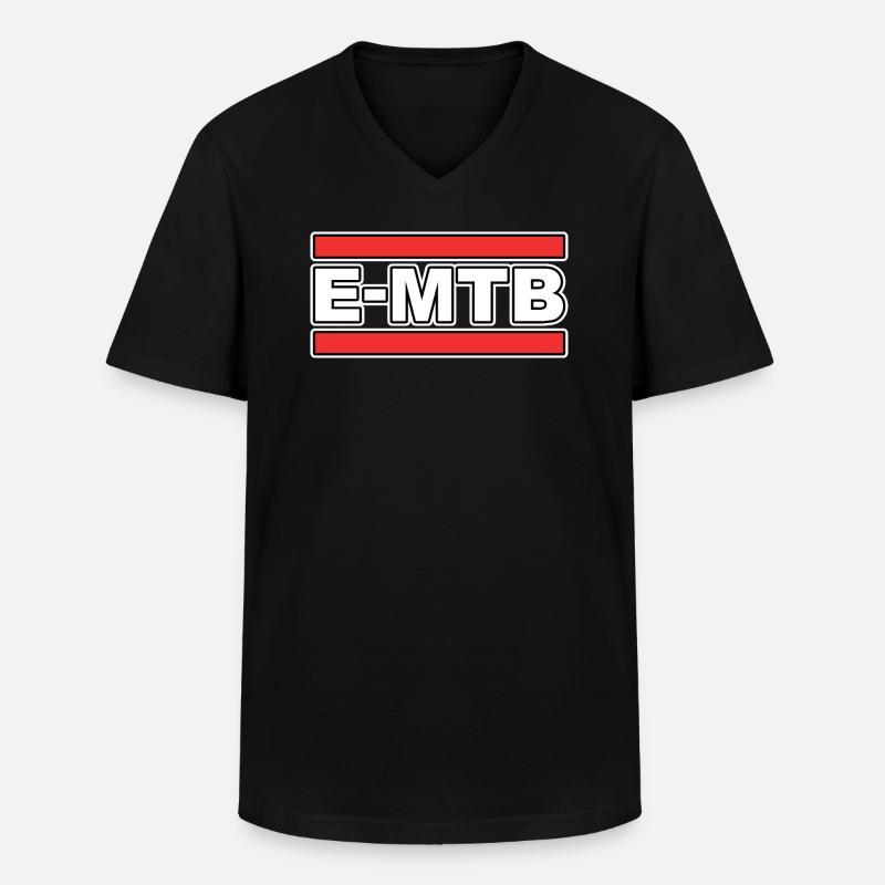 E-MTB - Männer-T-Shirt mit V-Ausschnitt - Schwarz