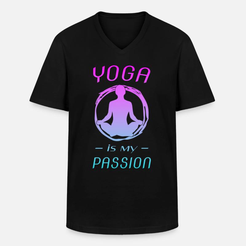 YOGA - Männer-T-Shirt mit V-Ausschnitt - Schwarz