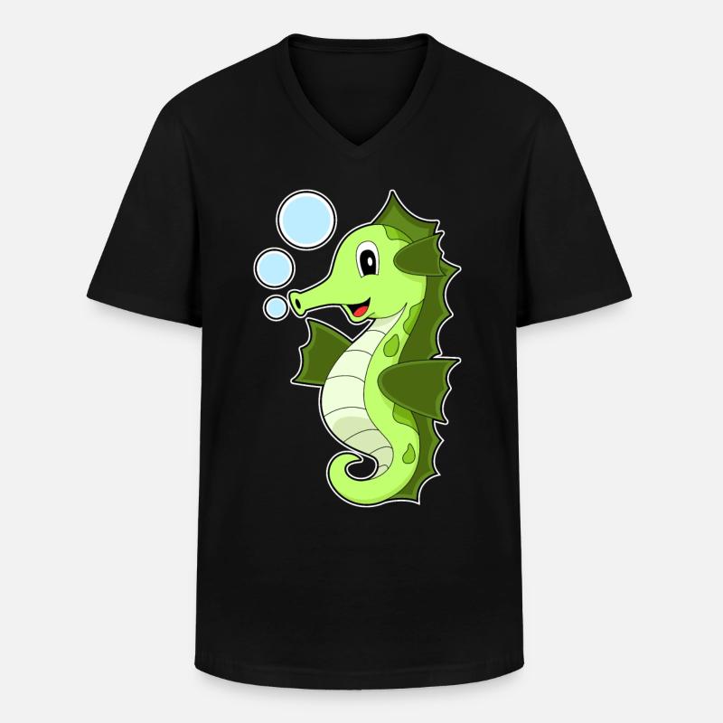 Seepferdchen - Männer-T-Shirt mit V-Ausschnitt - Schwarz