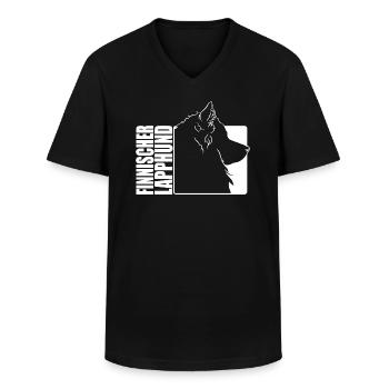 Finnischer Lapphund Profil Hunde Hund Wilsigns - Männer-T-Shirt mit V-Ausschnitt - Schwarz - Vorne - AI Model Male 178 dark (178cm)