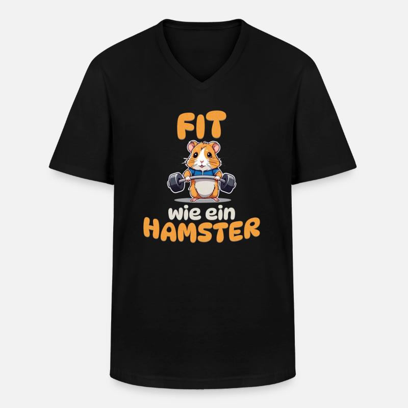 Fit wie ein Hamster - Männer-T-Shirt mit V-Ausschnitt - Schwarz