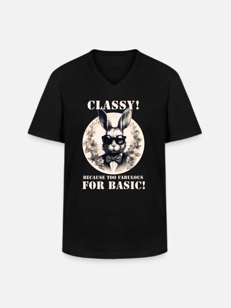Cool Bunny - Men's V-Neck T-Shirt - black