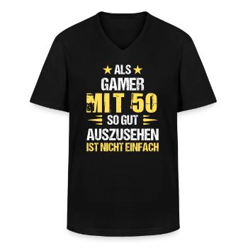Avec 50 beaux joueurs - T-shirt col V Homme - noir - Devant - AI Model Male 178 dark (178cm)