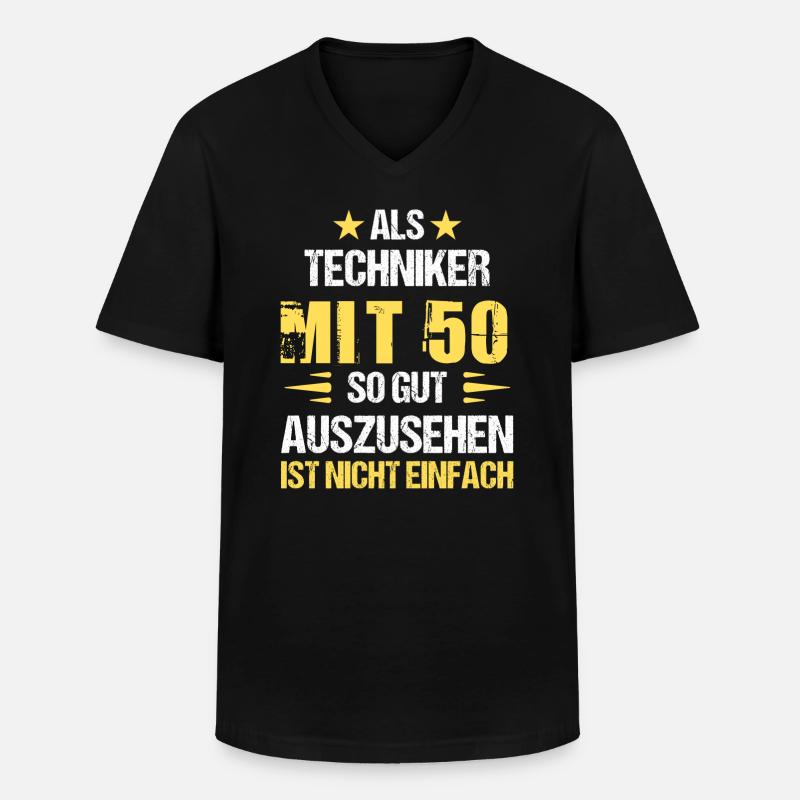 Mit 50 gut aussehender Techniker - Männer-T-Shirt mit V-Ausschnitt - Schwarz