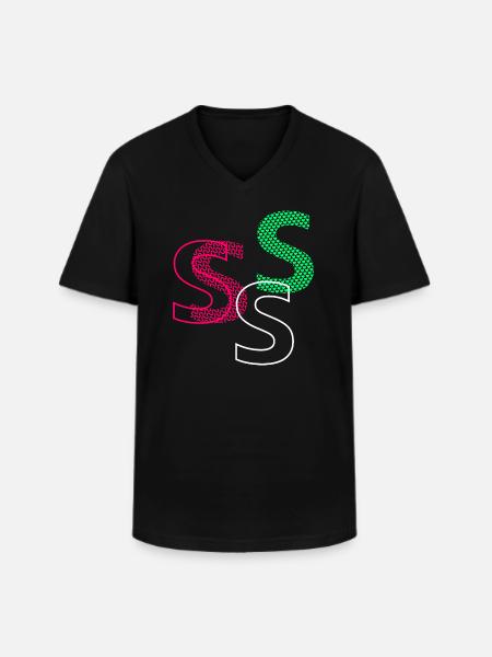 S Letter - Men's V-Neck T-Shirt - black