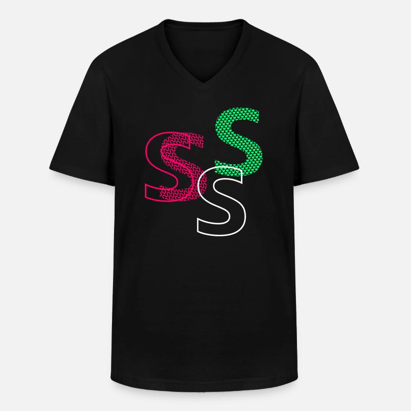 S Buchstabe - Männer-T-Shirt mit V-Ausschnitt - Schwarz