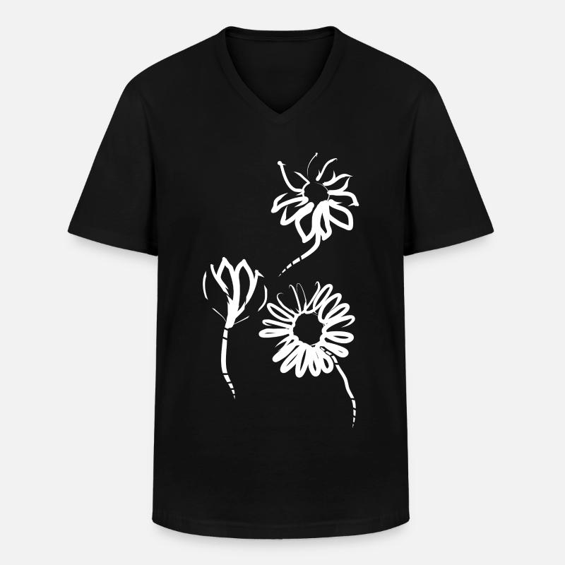 Frühlingsblumen - Männer-T-Shirt mit V-Ausschnitt - Schwarz