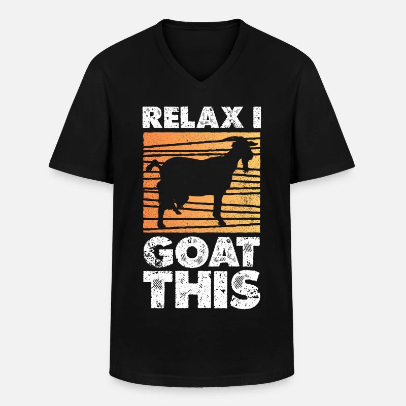 Relax Goat Sunset Silhouette - Männer-T-Shirt mit V-Ausschnitt - Schwarz