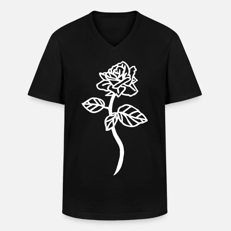 Den hvite rosen - Klassisk T-skjorte med V-hals for menn - svart