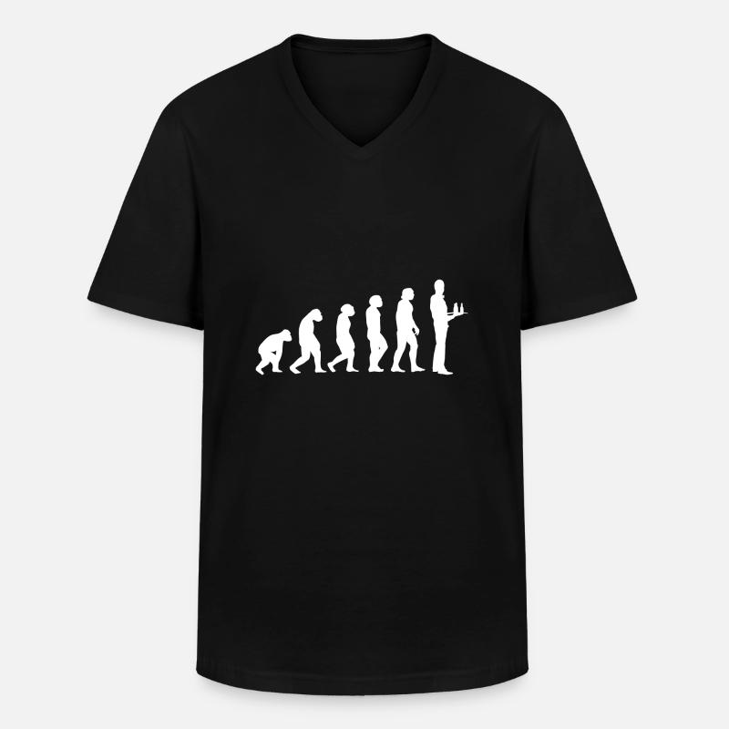 Evolution Kellner - Männer-T-Shirt mit V-Ausschnitt - Schwarz