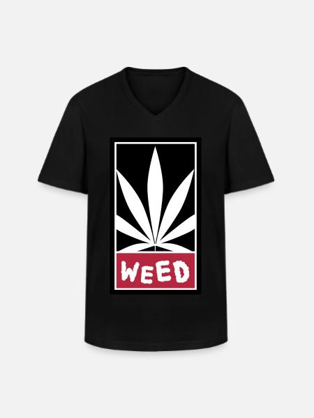 Weed - Men's V-Neck T-Shirt - black