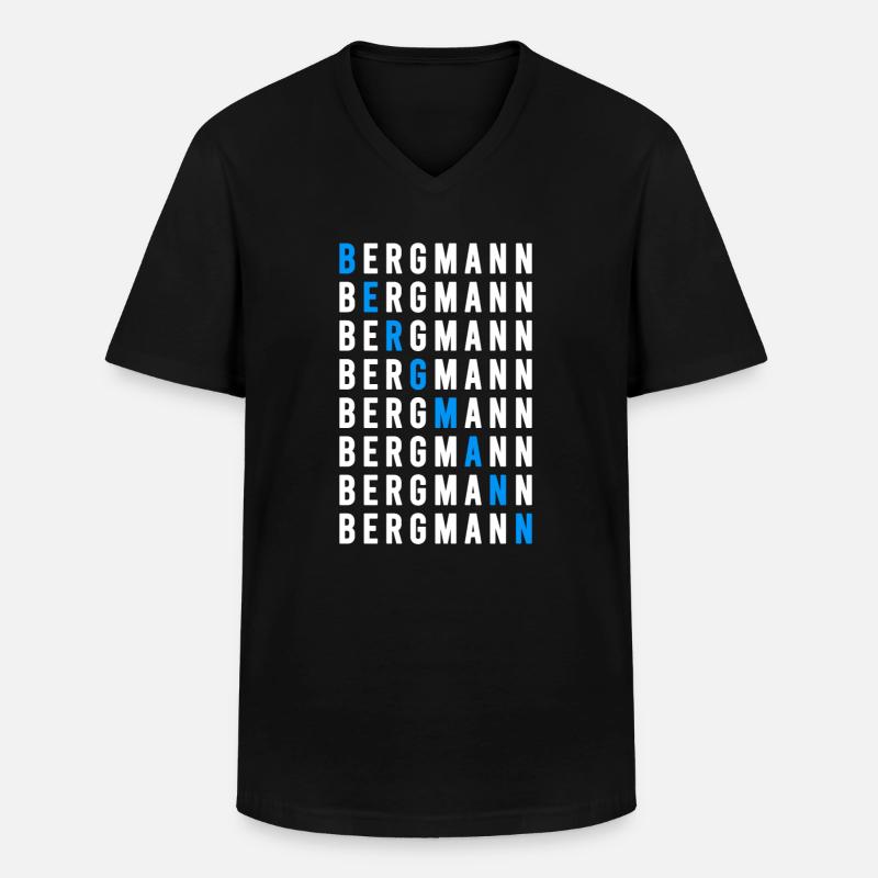 Bergmann - Männer-T-Shirt mit V-Ausschnitt - Schwarz