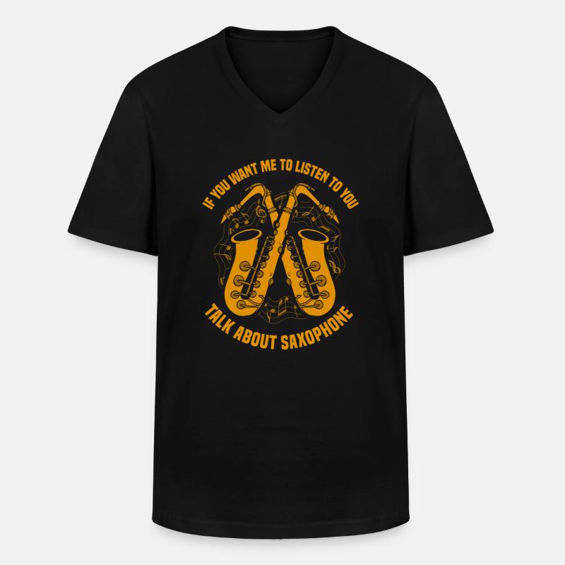 talk about saxophone - Männer-T-Shirt mit V-Ausschnitt - Schwarz