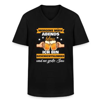 Morgens Müde Abends Blau Geschichtslehrer - Männer-T-Shirt mit V-Ausschnitt - Schwarz - Vorne - AI Model Male 178 dark (178cm)