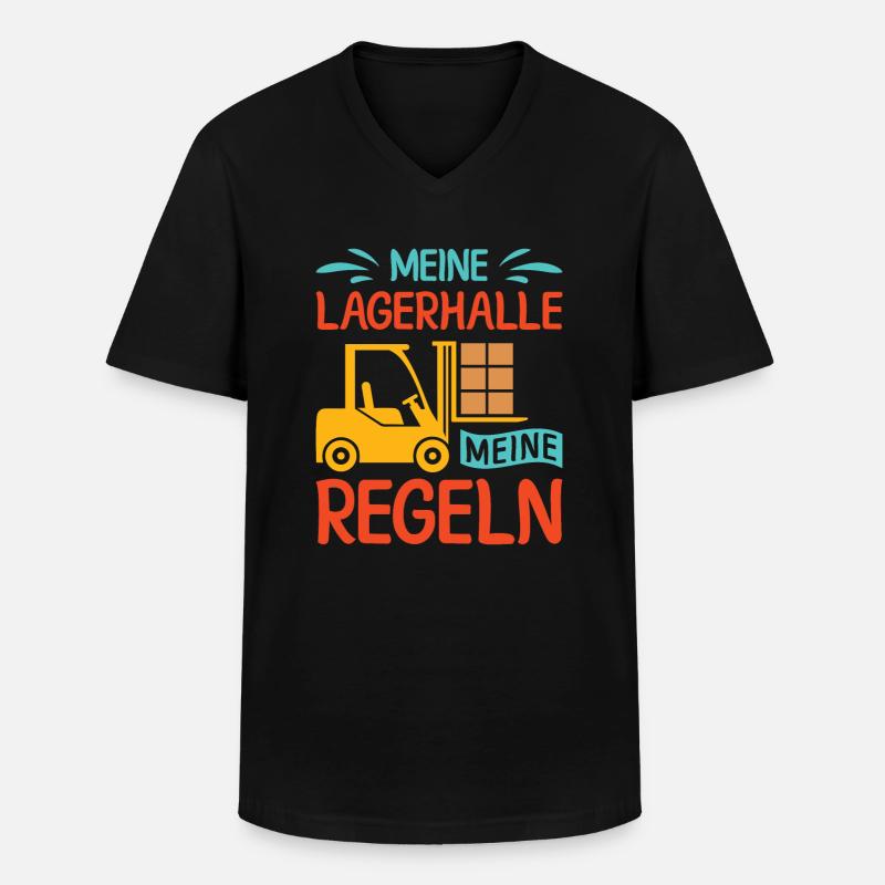 Lagerarbeiter Logistiker Stapler Staplerfahrer - Männer-T-Shirt mit V-Ausschnitt - Schwarz
