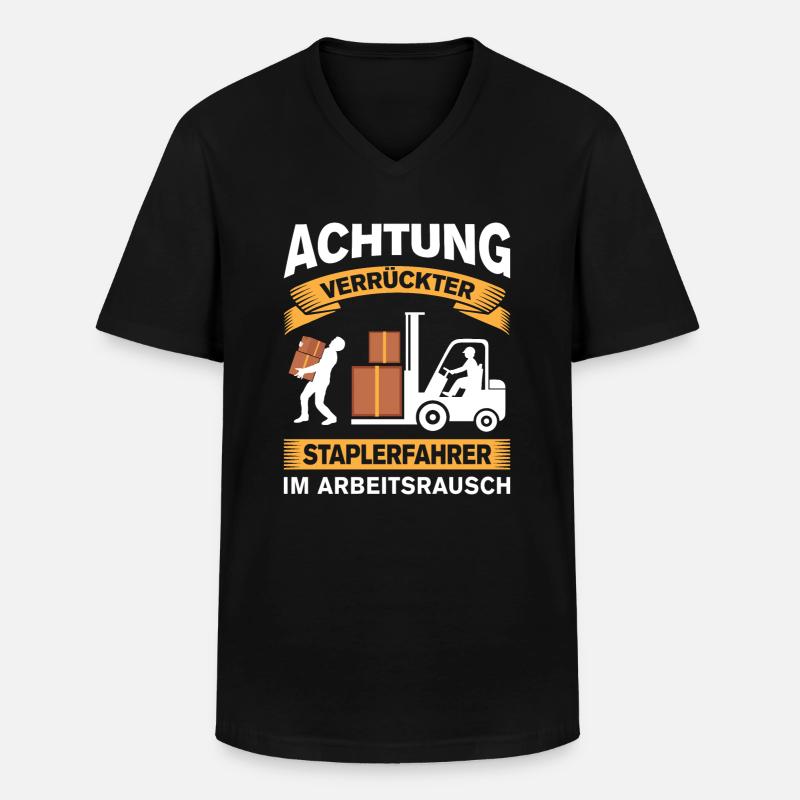 Lagerarbeiter Logistiker Stapler Staplerfahrer - Männer-T-Shirt mit V-Ausschnitt - Schwarz