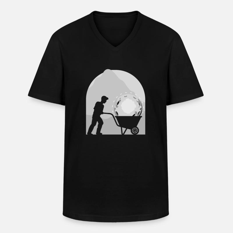 Man with moon - Männer-T-Shirt mit V-Ausschnitt - Schwarz