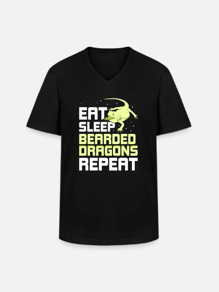 Eat Sleep Bearded Dragons Repeat - Männer-T-Shirt mit V-Ausschnitt - Schwarz