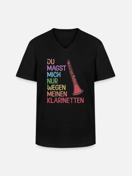 Klarinette Klarinettenspieler Klarinettist - Männer-T-Shirt mit V-Ausschnitt - Schwarz