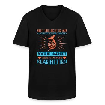 Waldhorn Waldhornspieler Hornist - Männer-T-Shirt mit V-Ausschnitt - Schwarz - Vorne - AI Model Male 178 dark (178cm)